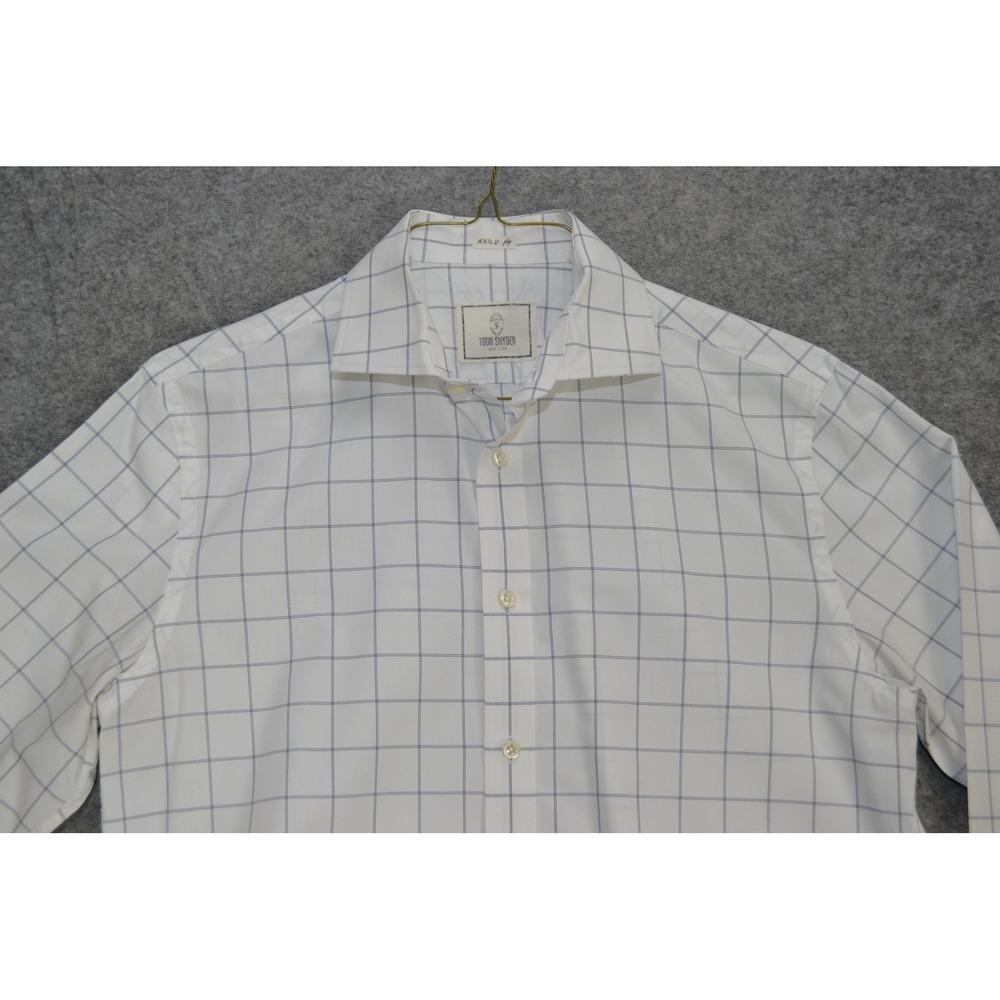 Todd‎ Snyder Shirt Mens 15.5 34/35 White Blue Check Dress Button Front Luxury
